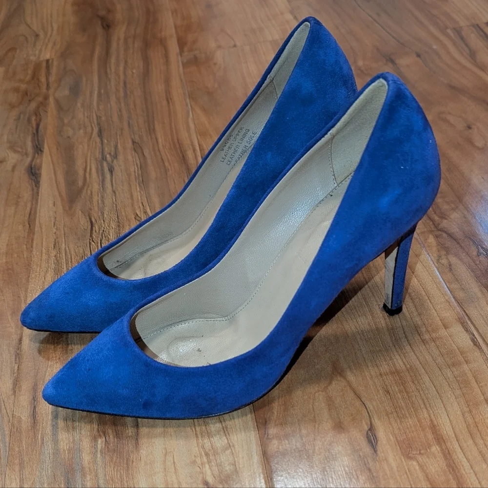 J.‎ Crew Blue Genuine Suede Leather Pointed Toe Heels Women's 6.5 Pumps Office